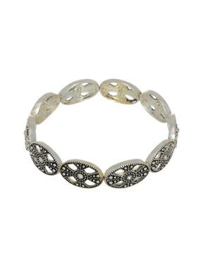 Silvertone Antique Inspired Stretch Bracelet